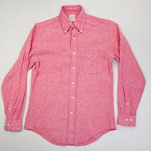 Brooks Brothers Size Small Men Red All Irish Linen Button Down Long Sleeve Shirt